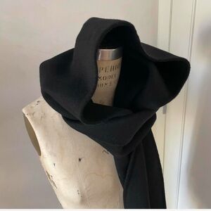The Frankie Shop 100% Wool Black Hooded Scarf